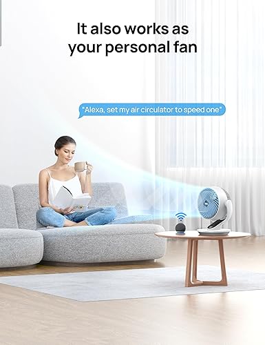 Miniatura 6 de Dreo Ventilador inteligente para dormitorio, ventilador vertical de 120° y oscilante de 90° con control remoto/voz, circulador de aire silencioso de