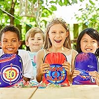 Vista 6 de Honoson 24 bolsas de regalos de fiesta de dardos de 5.12 x 7.09 pulgadas, bolsa de regalo de fiesta de pistola con cordón, bolsa de dardos