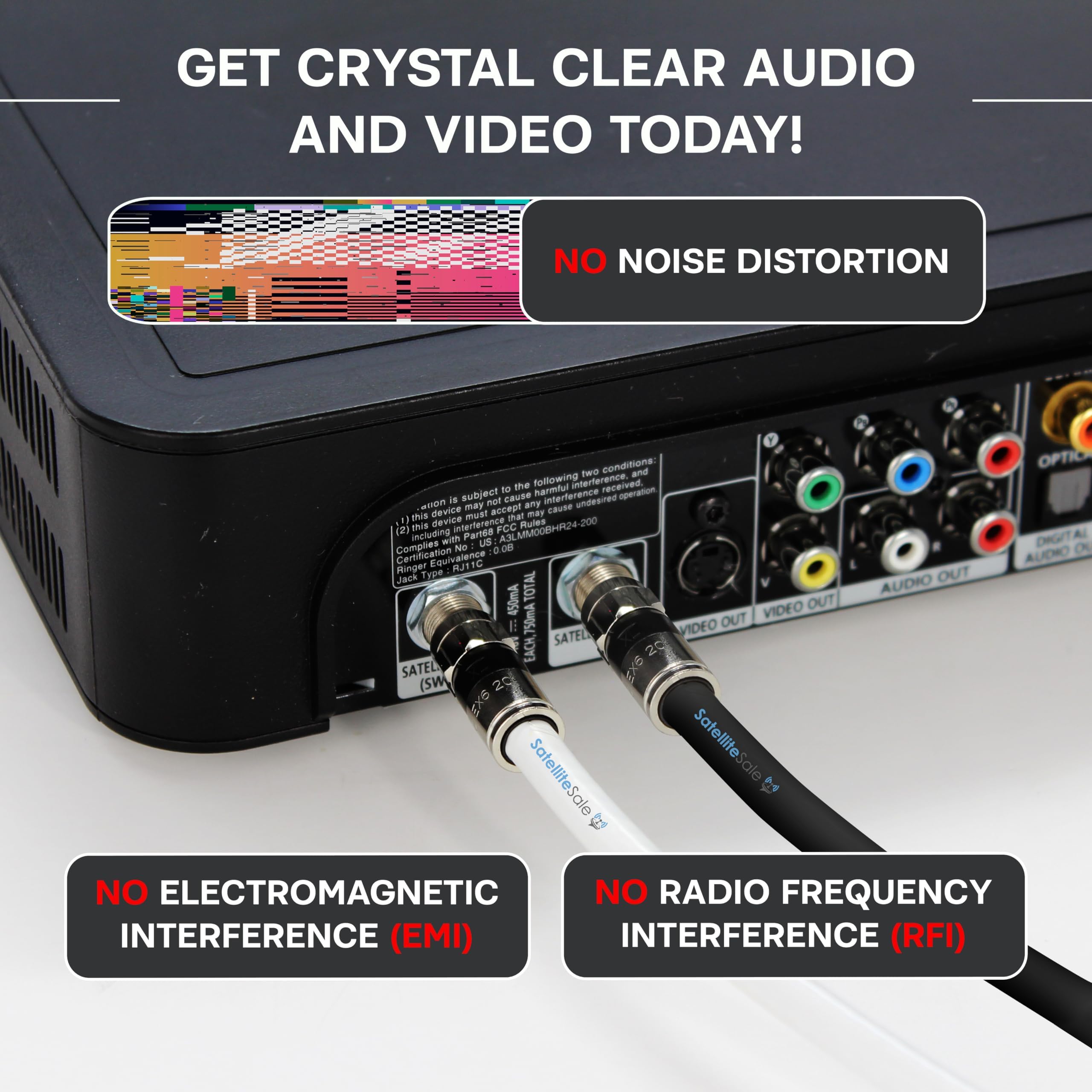SatelliteSale Digitales 75 Ohm RG-6/U Koaxialkabel mit F-Stecker, für Innen- und Außenbereich, universelles Kabel, Weiß, 61 m