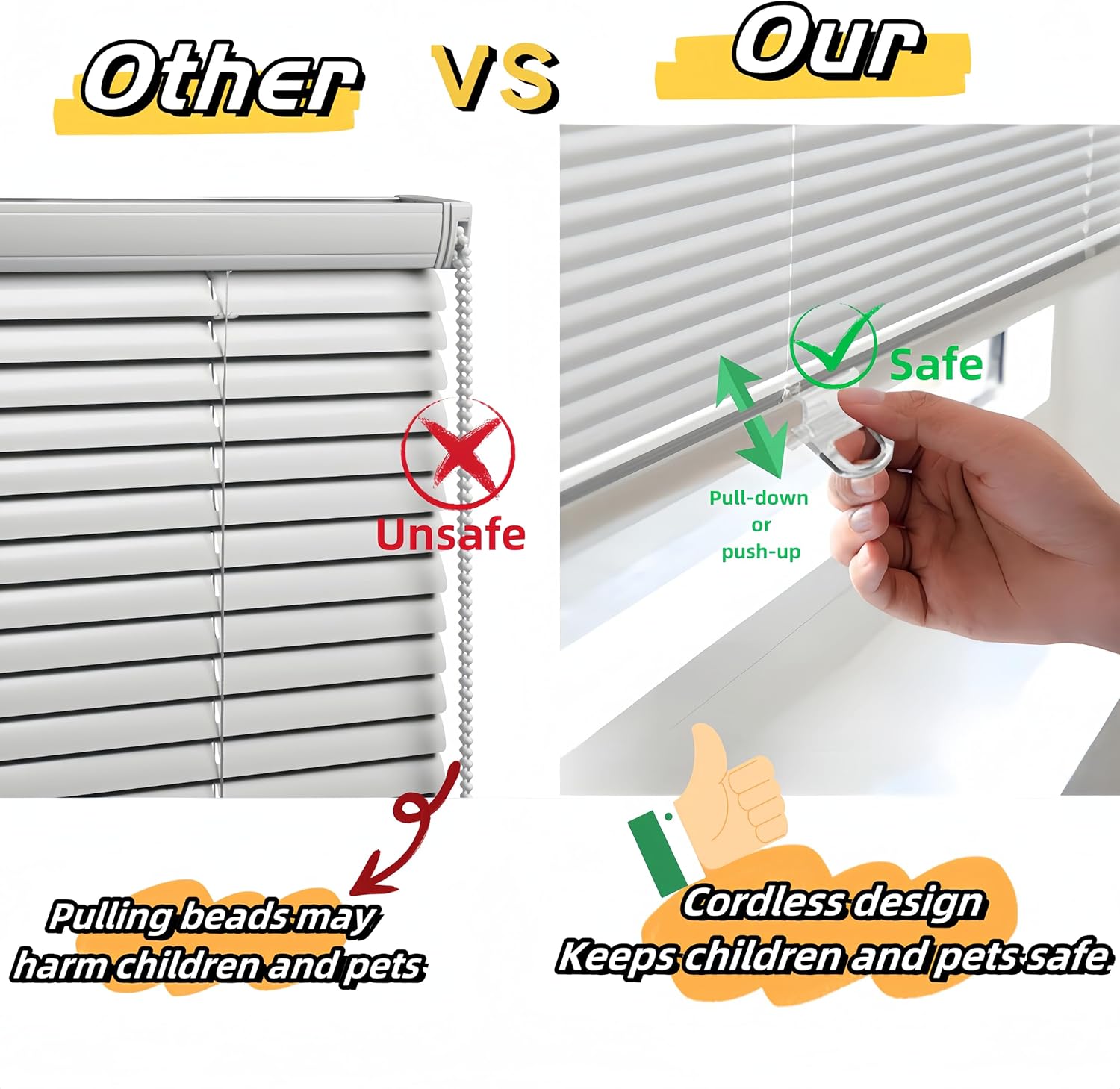 Cordless Mini Blinds for Windows 1" Aluminum Horizontal Venetian Blinds,Custom Size Blinds & Shades for Home Office Bathroom French Door Windows Room Darkening Blinds.Black,50" W x 39" H