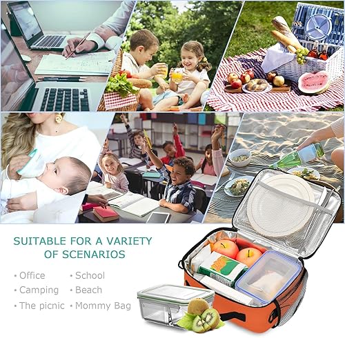 Miniatura 4 de Bolsa de almuerzo deportiva de motocross vintage personalizada para niños y niñas, bolsas de almuerzo personalizadas con tu nombre, lonchera aislada