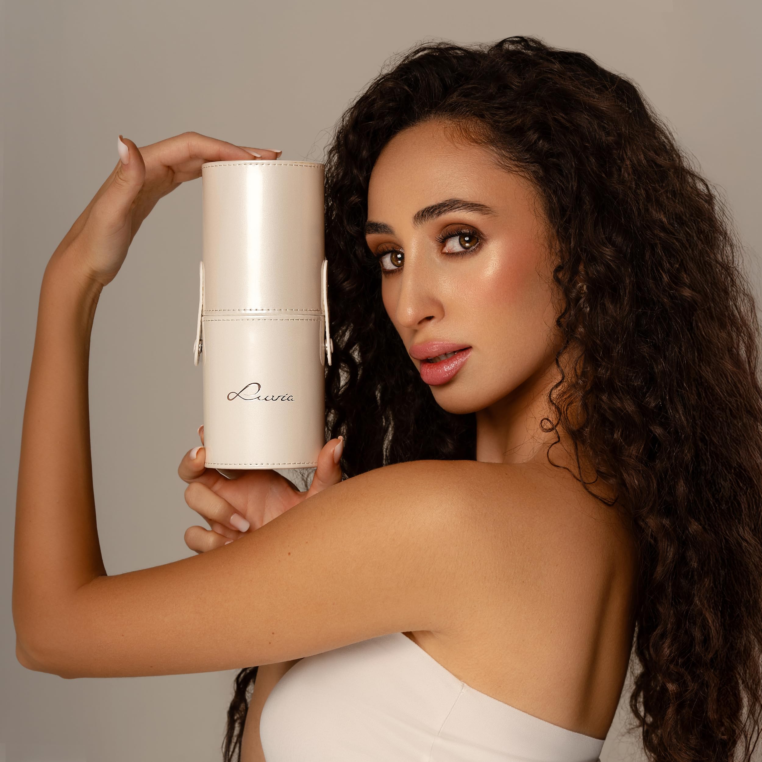 Set di pennelli Make-Up di Luvia, pennelli per il trucco con porta pennelli e sacchetto di raso per pennelli cosmetici, set di pennelli di bellezza Prime Vegan