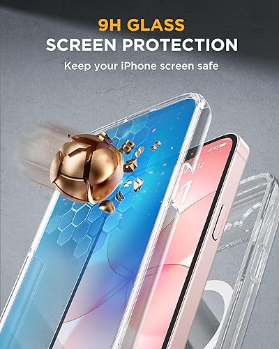 Vista 1133 de Miracase - Funda magnética para iPhone 13 Pro Max de 6.7 pulgadas (compatible con MagSafe), transparente, completo, protector de pantalla de vidrio
