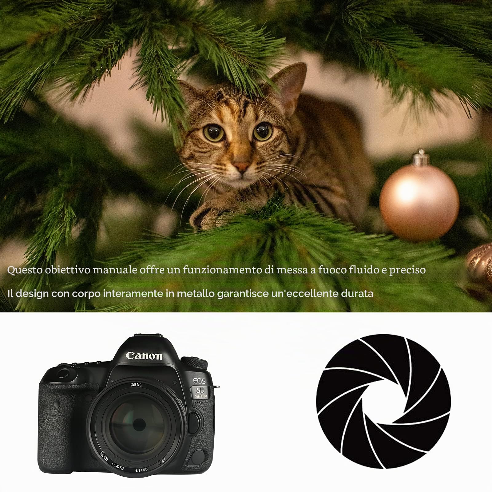 Meike MK-50mm F1.2 Obiettivo fisso con messa a fuoco manuale full frame ad ampia apertura compatibile con fotocamere reflex digitali Canon EOS EF Mount