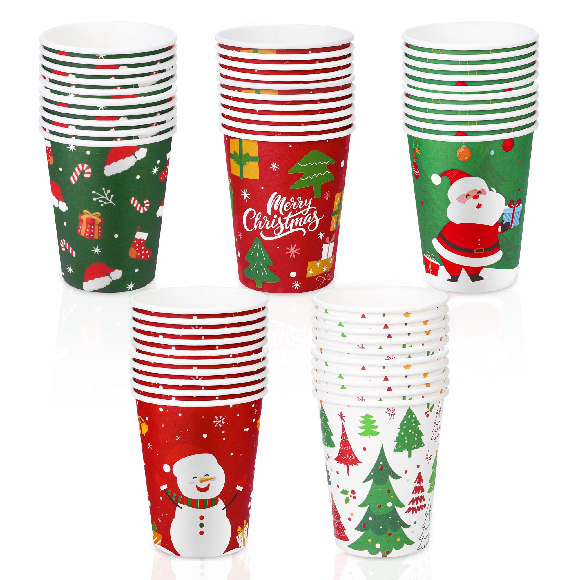 Vivantia 50 Pcs Christmas Paper Cups 9oz Disposable Cups, Hot Cold Drinks