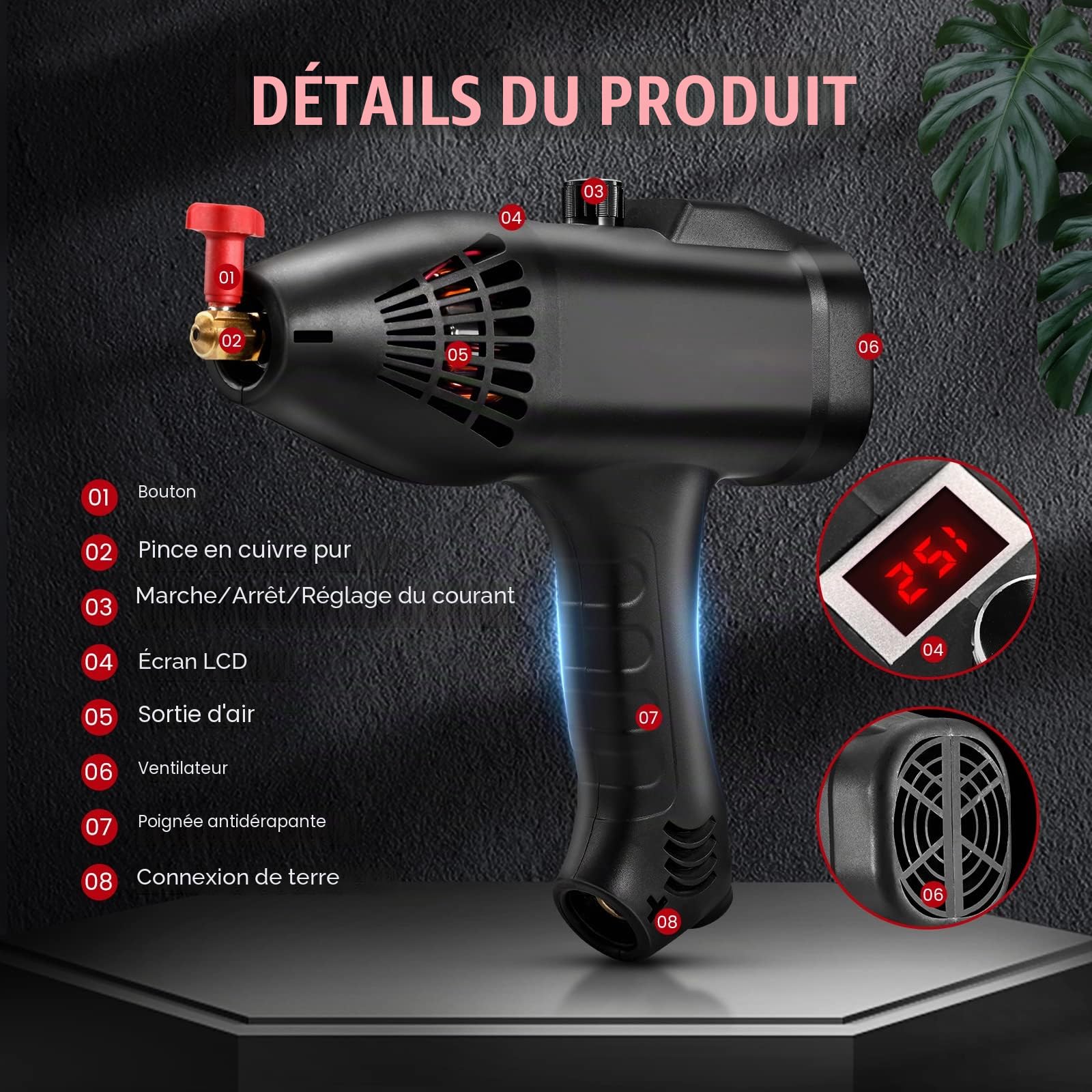 MMA Poste a souder, ARC Machine à souder IGBT, 140A Portable Poste à souder,Affichage Digital LCD Souder,1.5 kg 220V/3000W ARC Poste à Souder