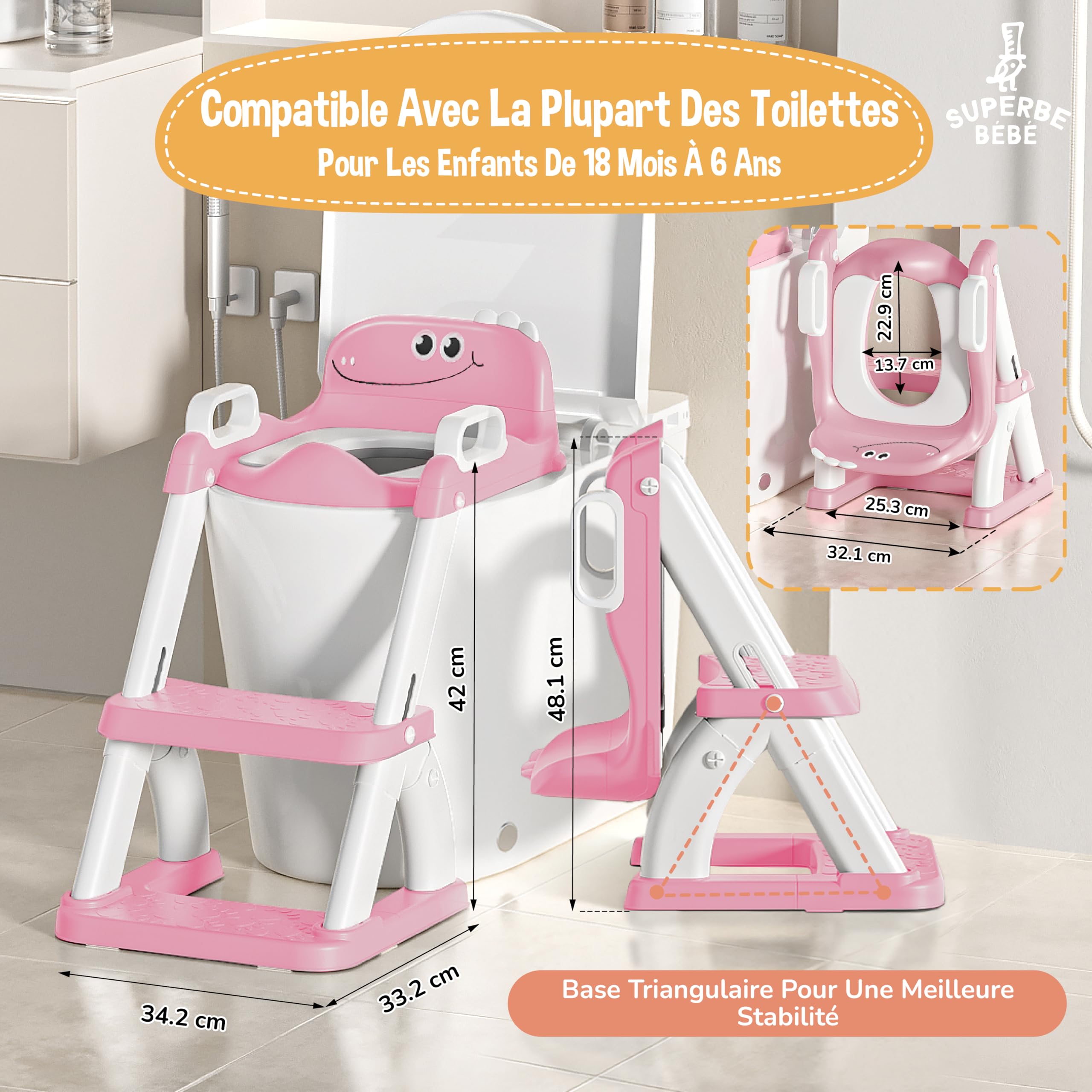 Image secondaire de Réducteur de Toilette Pliable avec Marche pour Enfants - Apprentissage de la Propreté
