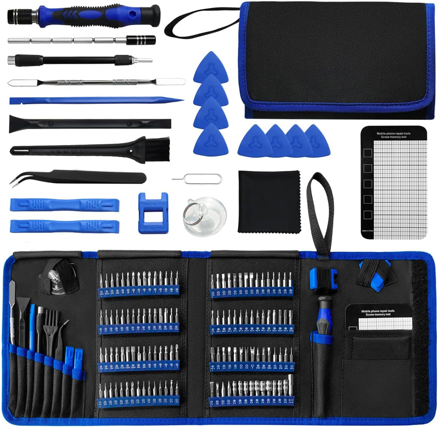 Eugieove Electronics Precision Screwdriver Sets 142-Piece, 120 Bits Magnetic Repair Toolkit Anti Static Wrist Strap Bundle, Portable Tool Kit for Watch Camera Computer Electronic Product.