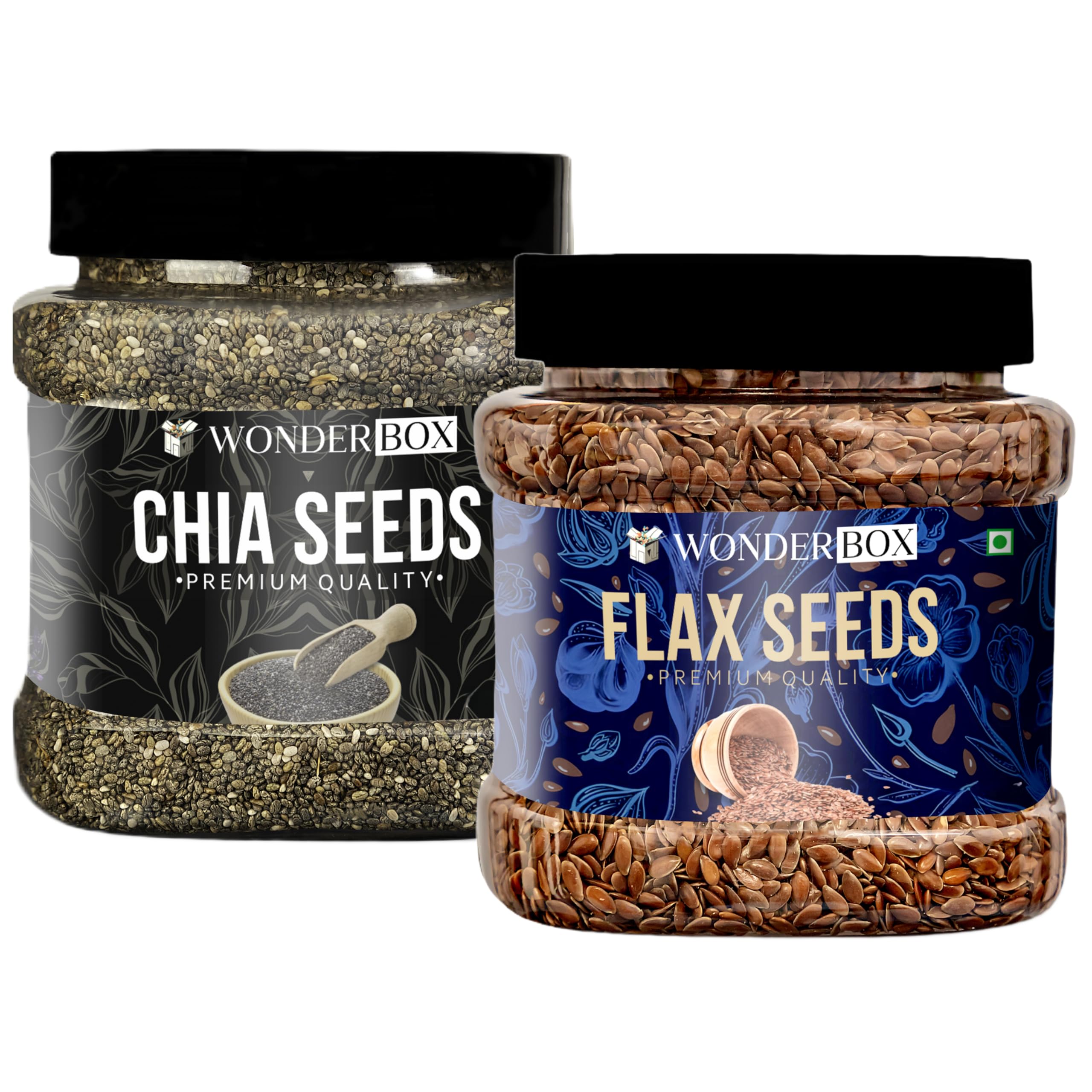 WonderBox Pure Chia Seeds, Jumbo Flax Seeds 500G|Alsi Seeds|Seeds Raw Unroasted Flaxseeds|Omega-3|Source Of Iron|Rich In Protein|Flax Seeds For Weight Loss (Jar Pack Of 250 X 2) (Combo) (B0CZ6XCKRG) Amazon Price History, Amazon Price Tracker