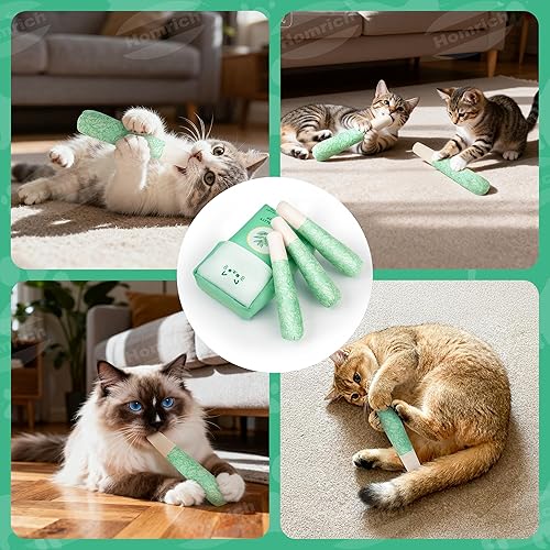 Miniatura 7 de Homrich Juguetes de hierba gatera para gatos, paquete de 3 juguetes divertidos para gatos rellenos de hierba gatera orgánica 100% pura, juguetes