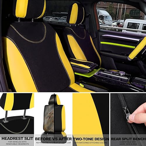 Miniatura 24 de BBTO - Set accesorios autos de mujeres, 43 piezas con brillo, protectores poliéster para asientos delanteros y traseros, funda volante, alfombrillas