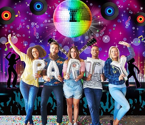 Miniatura 4 de Caaerttply Telón de fondo de discoteca de los años 90 para fotografía de los años 80 Let's Glow Hip Hop Party Theme Telón de fondo de fotos de 10 x