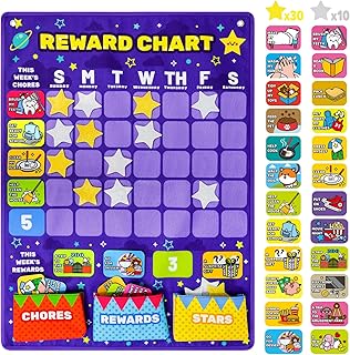 Taika 25.5x19 inch Reward Chart, Schedule for Kids, Daily Routine Chart for Toddlers, Responsibility Daily Schedule Board, Behavior Chart, Chore Chart for Home School