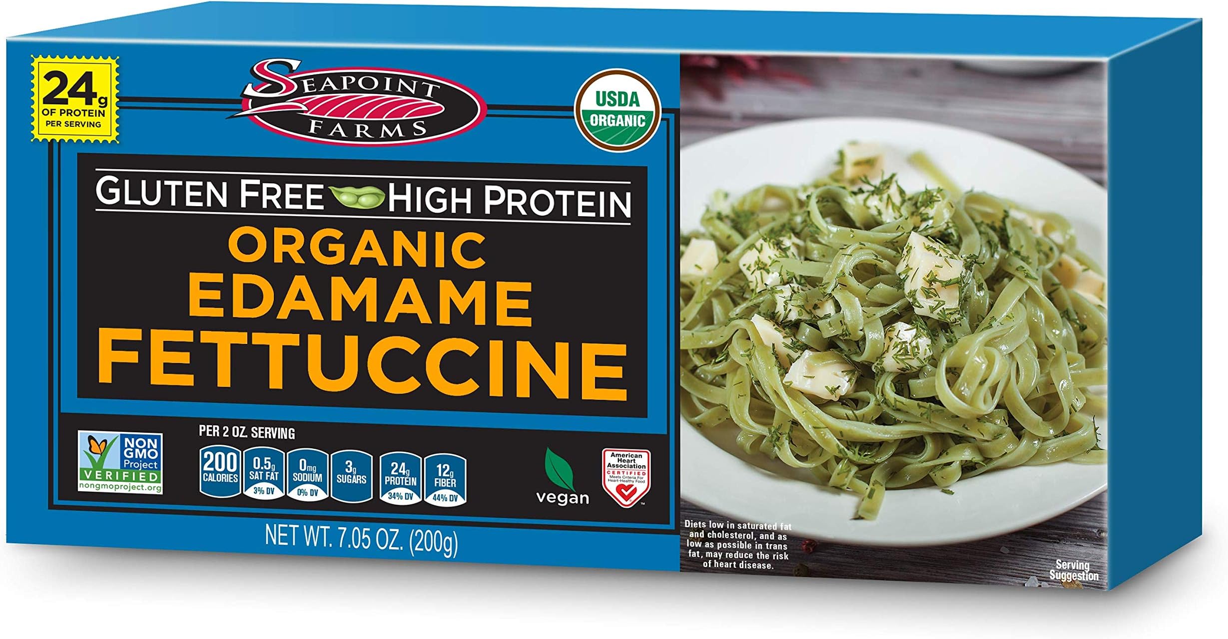 Seapoint Farms Organic Edamame Fettuccine, Healthy Gluten-Free Noodles, 3 Pack, 7.05 Ounce (pack of 3)