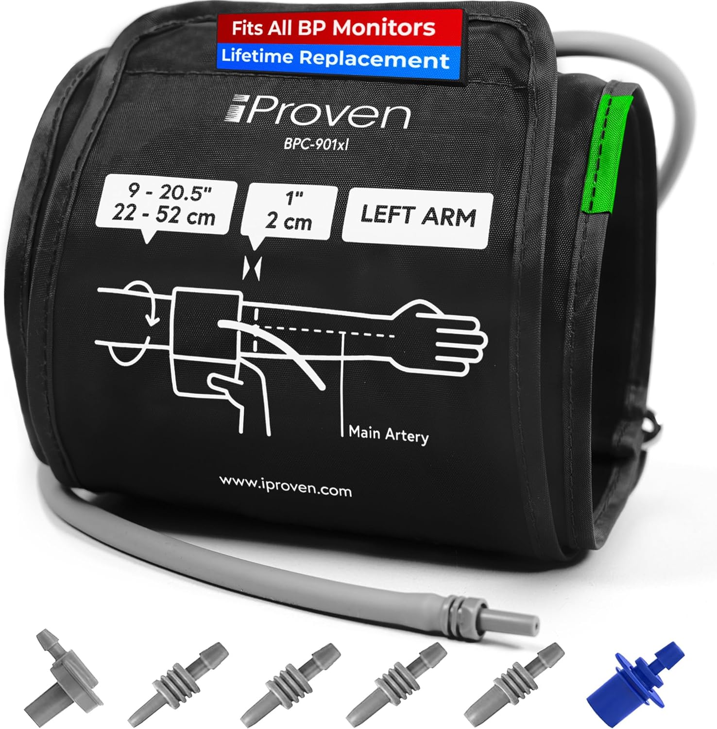 Extra Large Cuff Compatible with All Automatic Blood Pressure Monitors, Curved Fit, 9″-20.5″ Inches (22-52CM), XL Replacement Cuff for Big Arms with 6 Connectors Extra Large Cuff Compatible with All Automatic Blood Pressure Monitors, Curved Fit, 9″-20.5″ Inches (22-52CM), XL Replacement Cuff for Big Arms with 6 Connectors