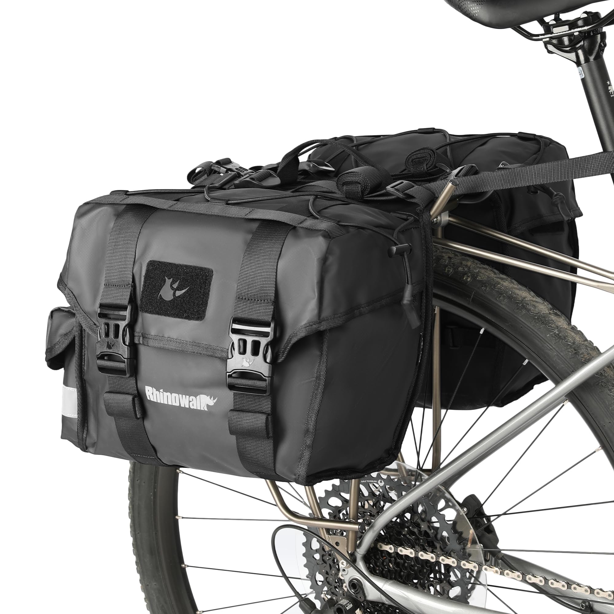 Rhinowalk Bike Pannier Bag 22L Double Pannier Bags Saddle Bags for Rear Rack Bicycles with Carrying Handle Professional Cycling Accessories-Black