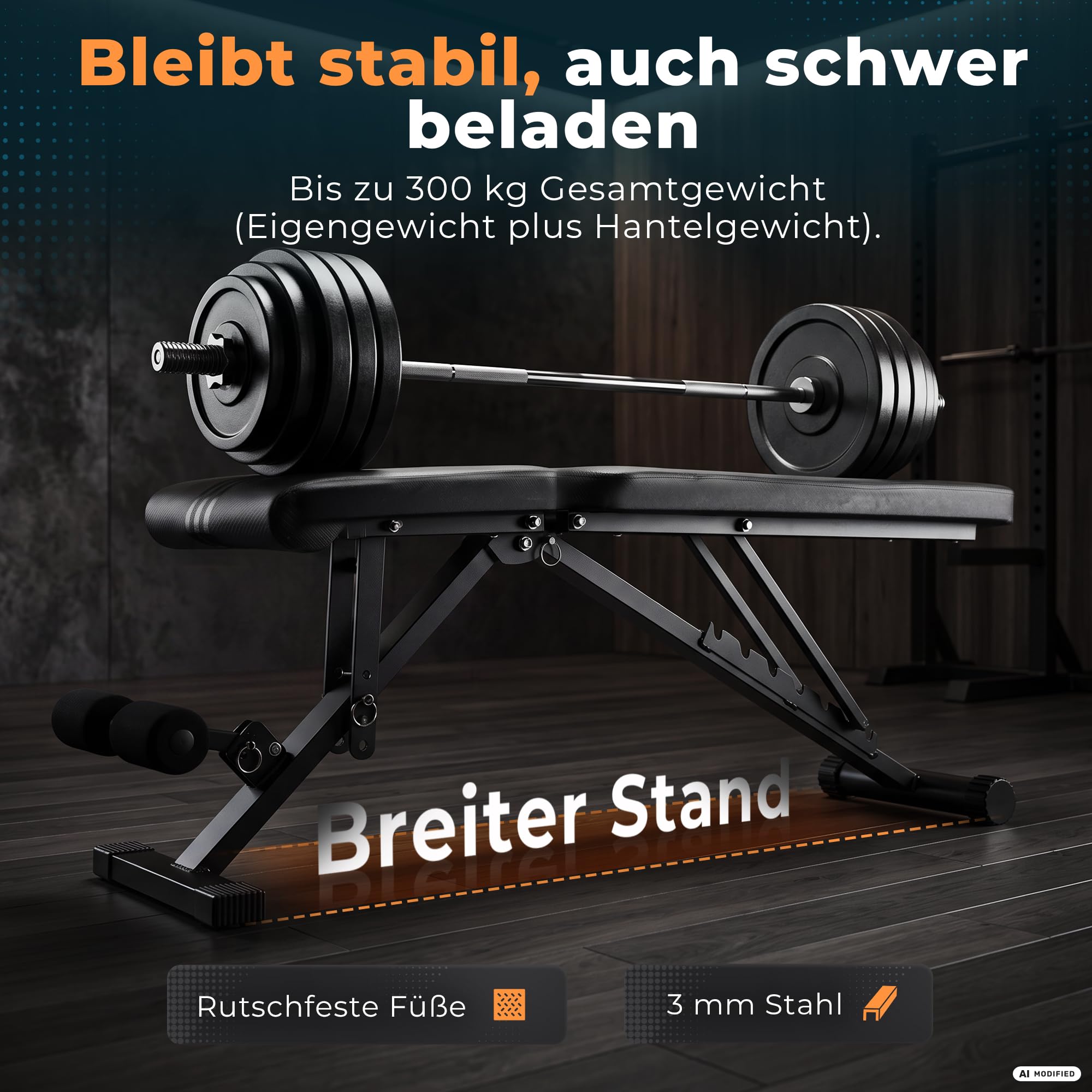 NEU Movana, Hantelbank Klappbar Verstellbar, Testsieger Note 1,1, Multifunktion Trainingsbank für Zuhause, inkl. Widerstandsbändern als Gewichtsersatz & Trainingsplan mit 80+ Übungen, 300 KG