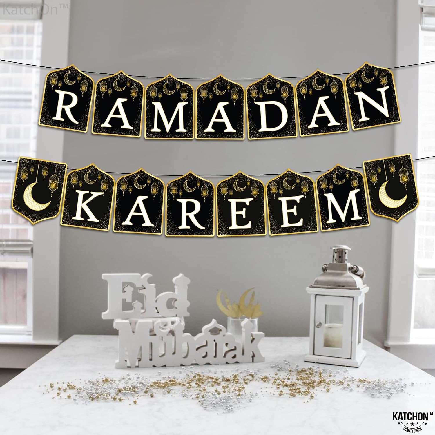 KatchOn, Ramadan Kareem Banner - 10 Feet, Black and Gold, Cardstock, Rectangular