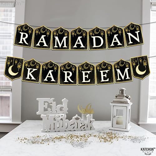 Miniatura 6 de KatchOn, Ramadan Kareem Banner - 10 pies, negro y dorado, cartulina, rectangular