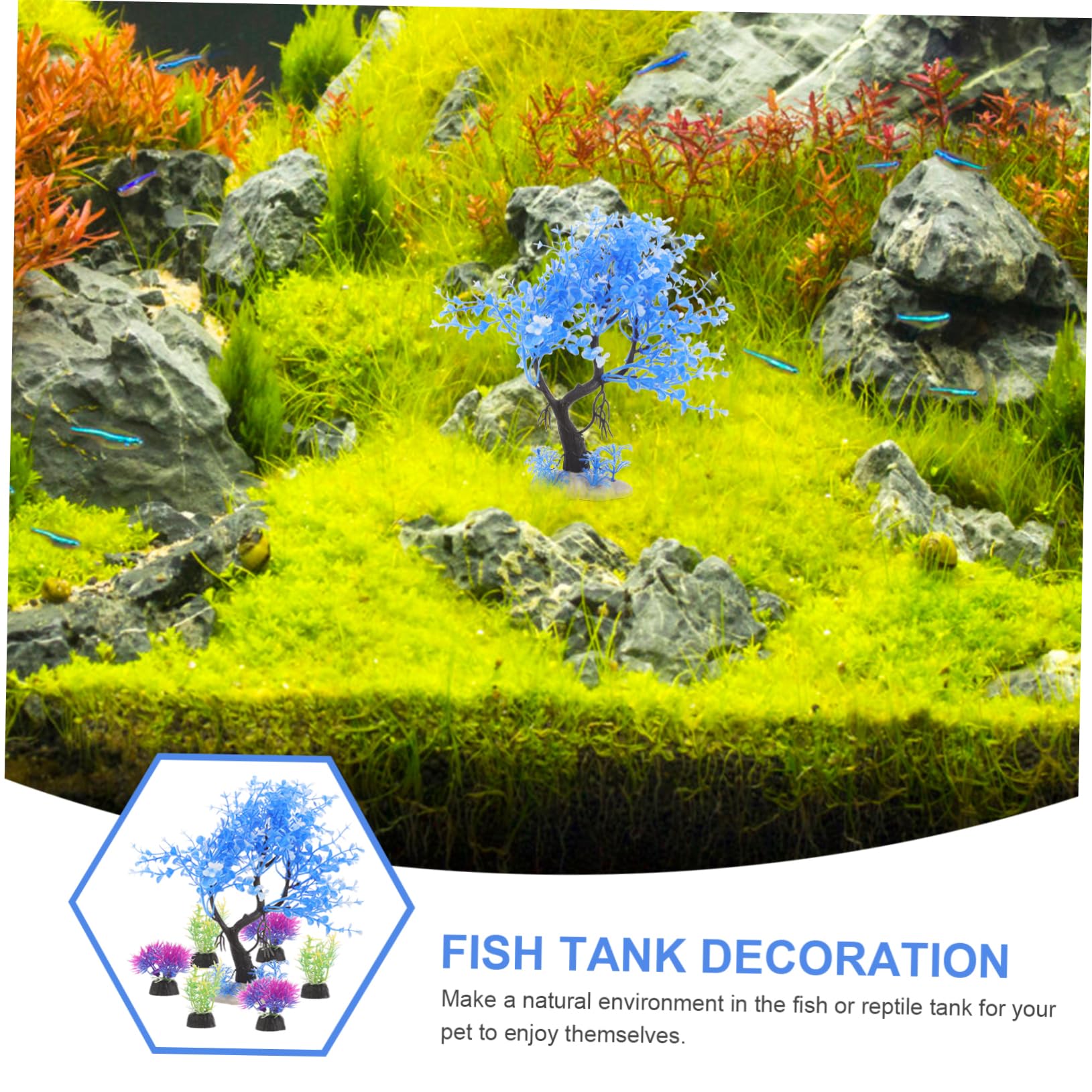 Alipis 5 Set Decorazione Simulata Di Acquatica Fake Plants Aquarium Aqua Pianta Piante Artificiali Uv Accessori Per Acquari Per Acquario Piante Per Acquari in Plastica 7 Pezzi*5