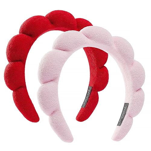 Miniatura 24 de Paquete de 2 diademas de spa de felpa para lavado facial para la eliminación de maquillaje, máscara (Rosa + Verde claro) Rosa + verde claro,Negro