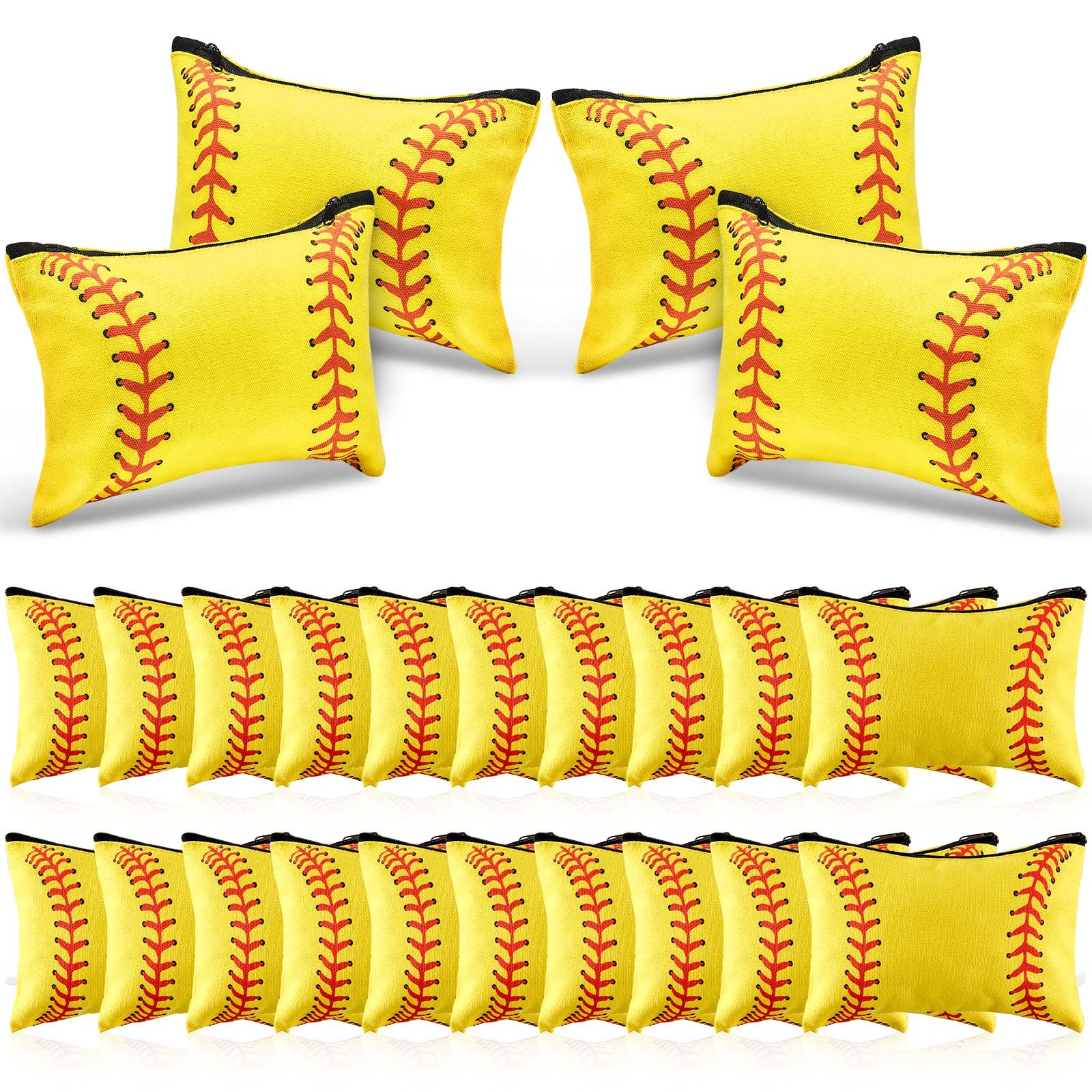 24 Pcs Softball Gifts: Makeup Bag, Cosmetic Bag, Portable Travel Softball Bags for Girls Team Player with Zipper Storage