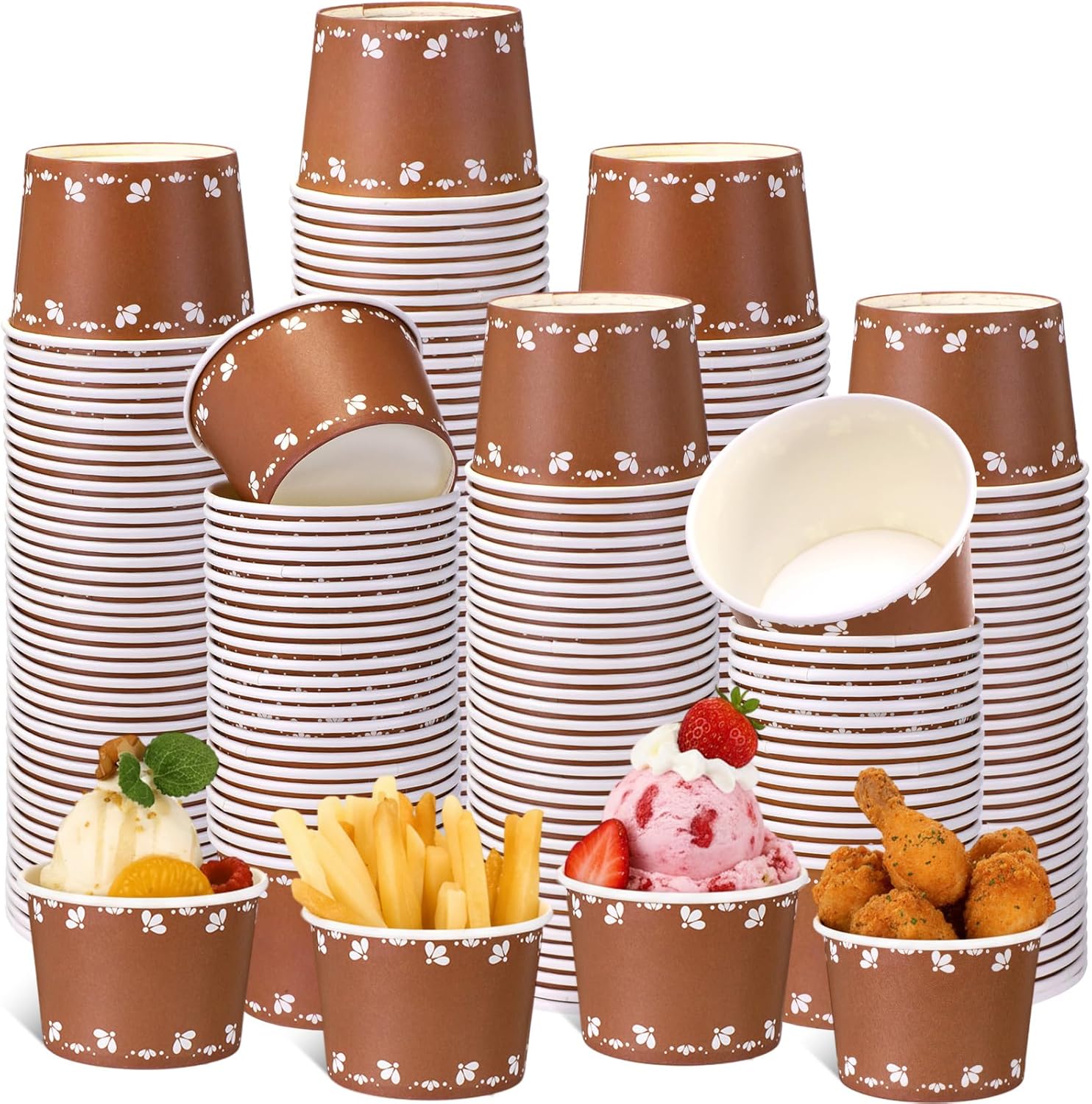 100 Pcs 9 oz Mexican Small Paper Bowls Cielito Lindo Party Decor Platos De Barro Mexicanos Terracotta Clay Pottery Ice Cream Cups Snack Cups for Baby Shower Birthday(Trendy)