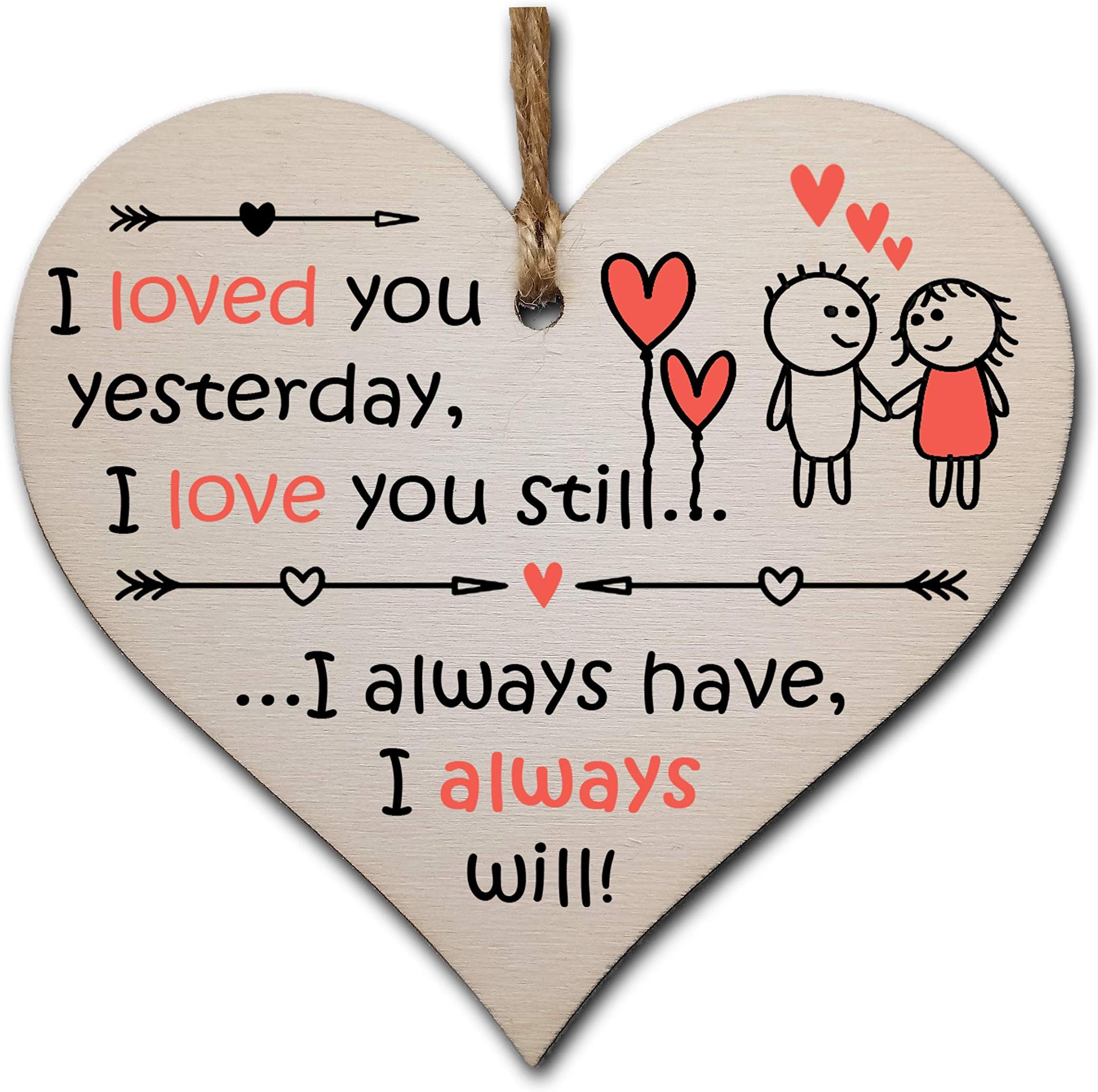 The Plum Penguin Handmade Wooden Hanging Heart Plaque Valentine's Gift for someone special boyfriend girlfriend husband wife romantic keepsake
