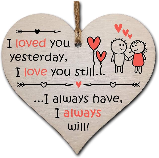 The Plum Penguin Handmade Wooden Hanging Heart Plaque Valentine's Gift for someone special boyfriend girlfriend husband wife romantic keepsake
