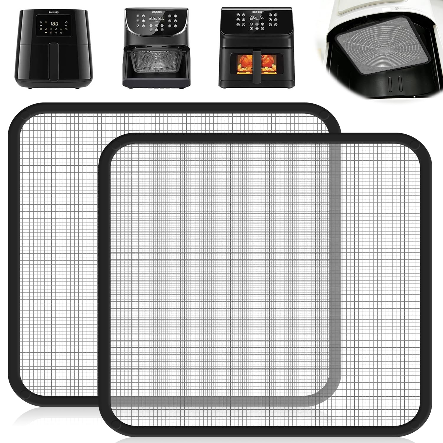 Ochrona przeciwbryzgocia ze stali nierdzewnej dla Cosori TurboBlaze Airfryer 5,5L, 6,0L, 6,2L, Ochrona przeciwbryzgocia dla Philips Airfryer HD9285 HD9270 Drobnokomórkowa ochrona przeciwbryzgowa z