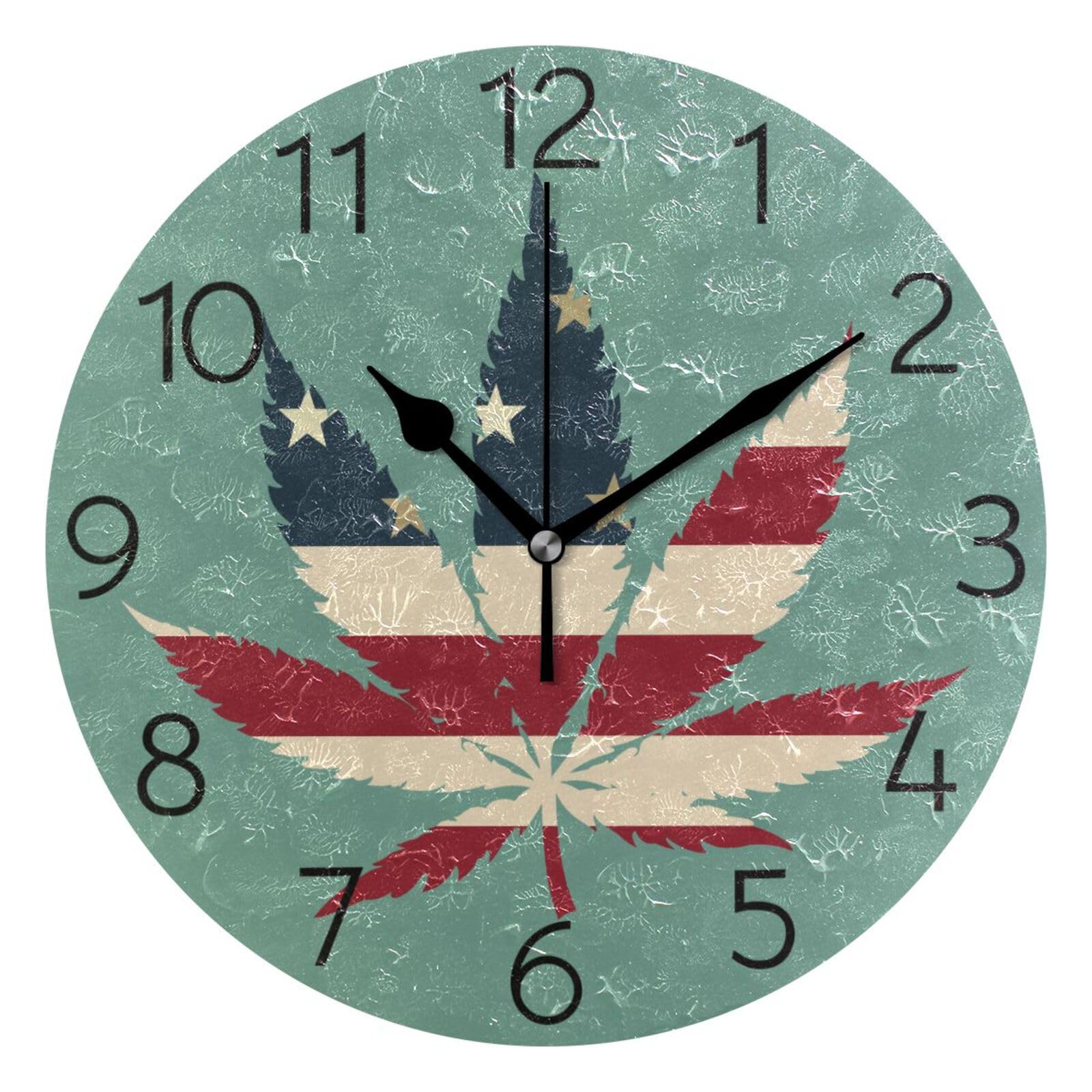 Horloges murales silencieuses usa marijuana pendule facile a lire 25cm