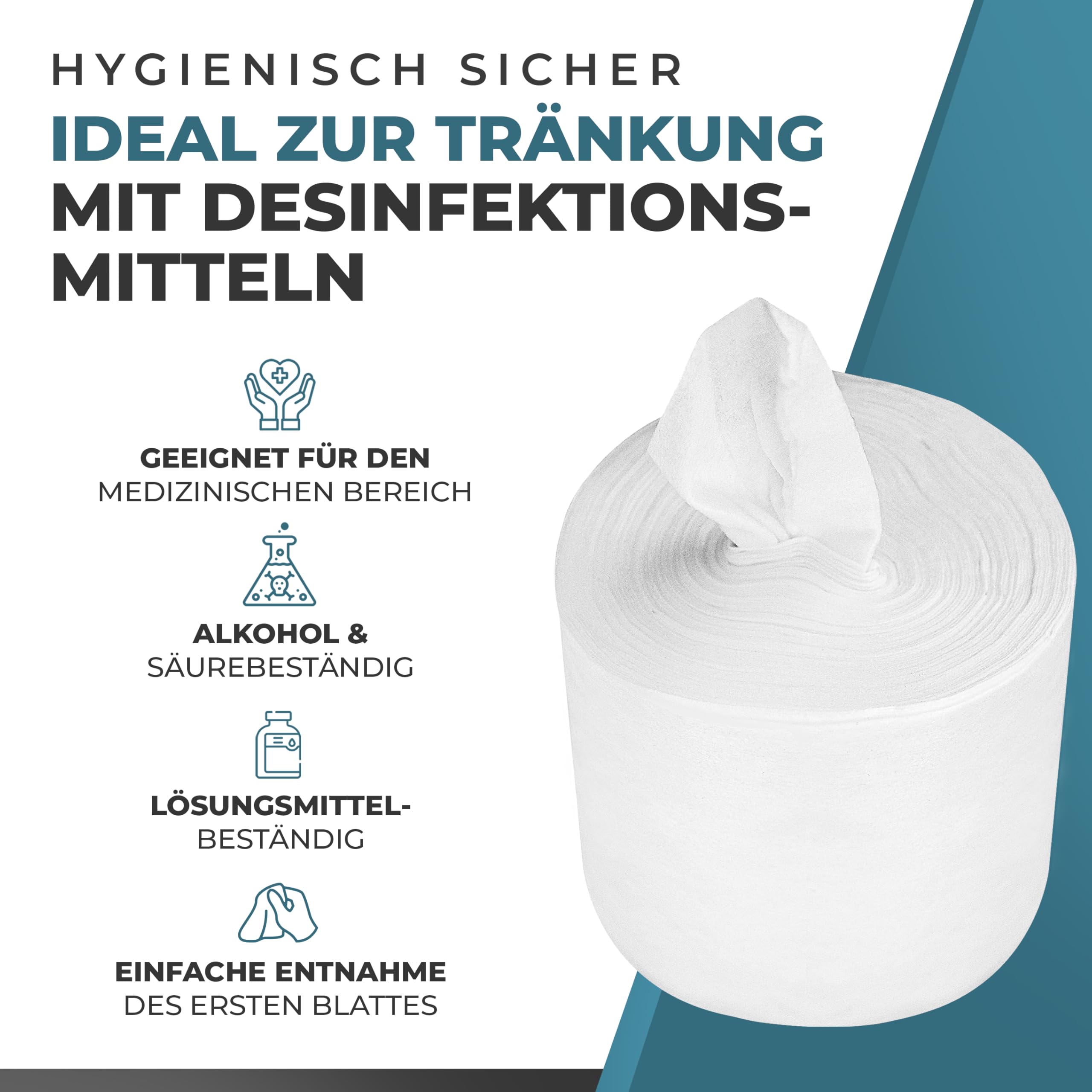 Dry Wipes, trockenes Vlies, für Reinigungsmittel und andere Flüssigkeiten, kratzfrei, fusselfrei, weiche Qualität, 20x100 Stk., 30x20cm, reißfest,