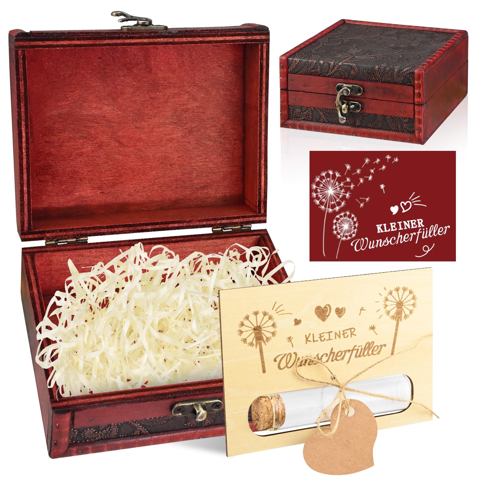 Nix Geschenk - Holz Schatztruhe mit Grußkarte, Nichts Geschenk für Alle Die Nichts Geldgeschenke Verpackung, Geldgeschenke Verpackung Holz-Karte Schatzkiste & Zeit Statt Zeug Karte, für Geburtstag