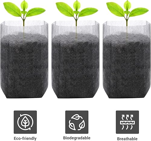 Miniatura 4 de GREANER 200 bolsas de guardería, bolsas de tela no tejida de 5.5 x 6.3 pulgadas, biodegradables para suministros de jardín en el hogar, árboles,