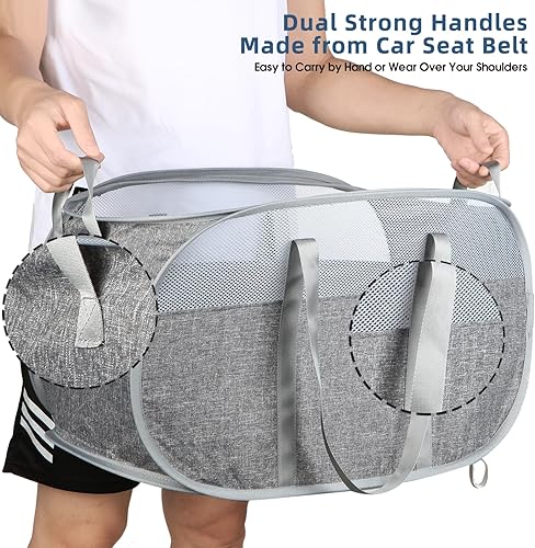 Miniatura 6 de Collapsible Laundry Baskets, Foldable Mesh Clothes Hamper with Reinforced Handles, Durable Pop Up Hampers for Laundry, Tear Proof & Easy to Carry
