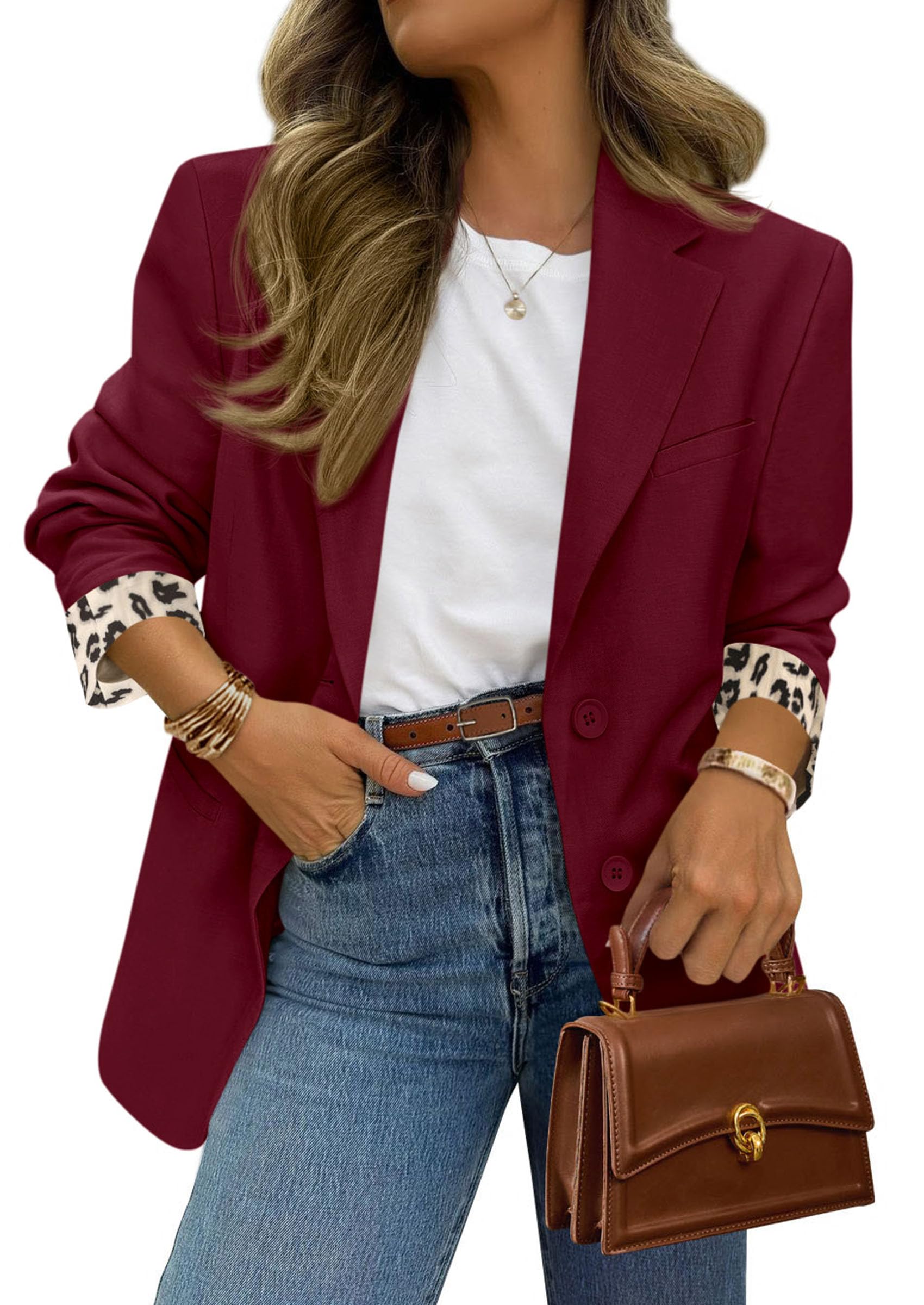 PRETTYGARDEN Blazers for Women 2026 Fall Work Office Suit Jackets Dressy Open Front Leopard Blazer Business Casual Outfits