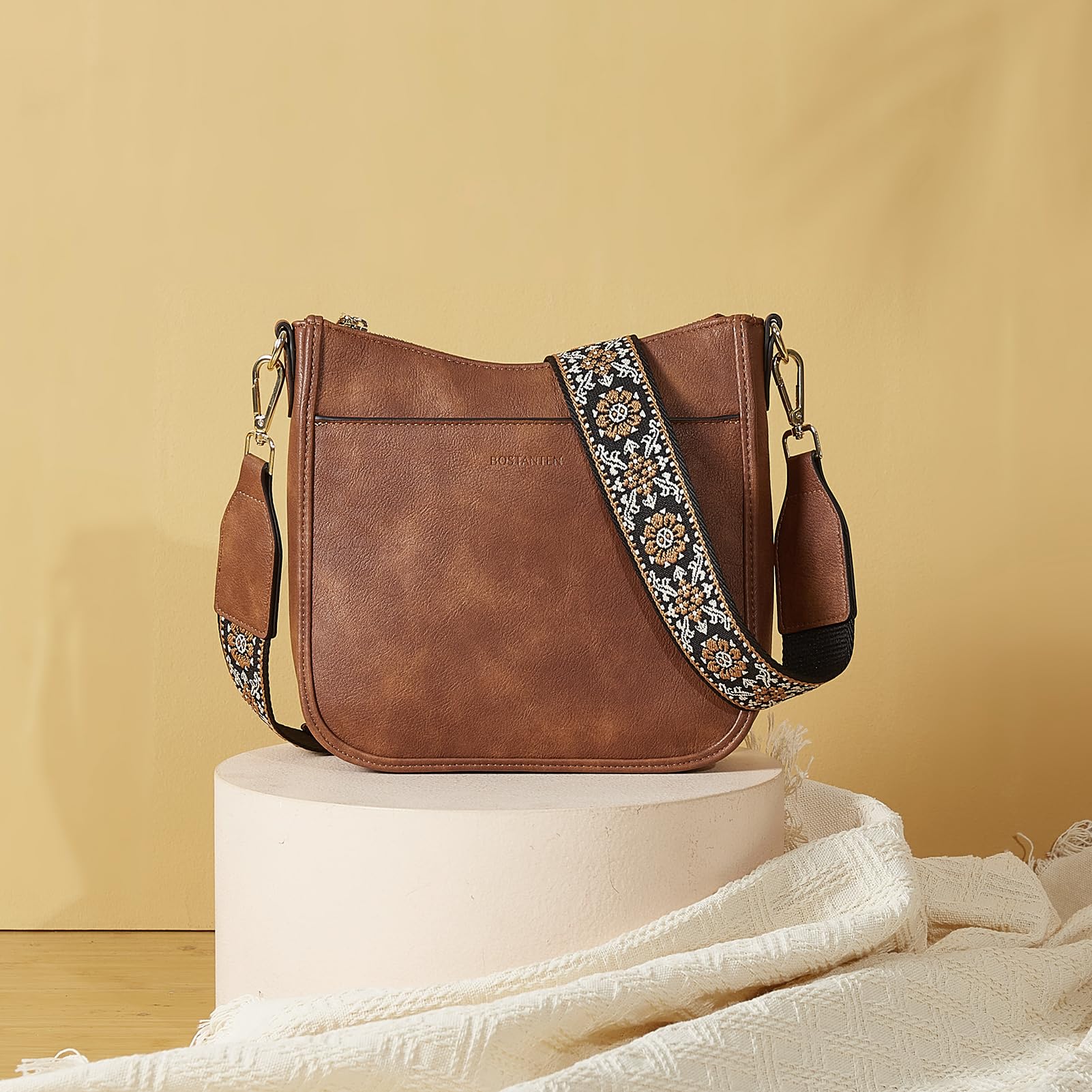 BOSTANTEN - Bolso de piel para mujer, bolsos de hombro para mujer, diseño de bolso de mano, para mujer, bolsas de Hobo, bolsa de cubo