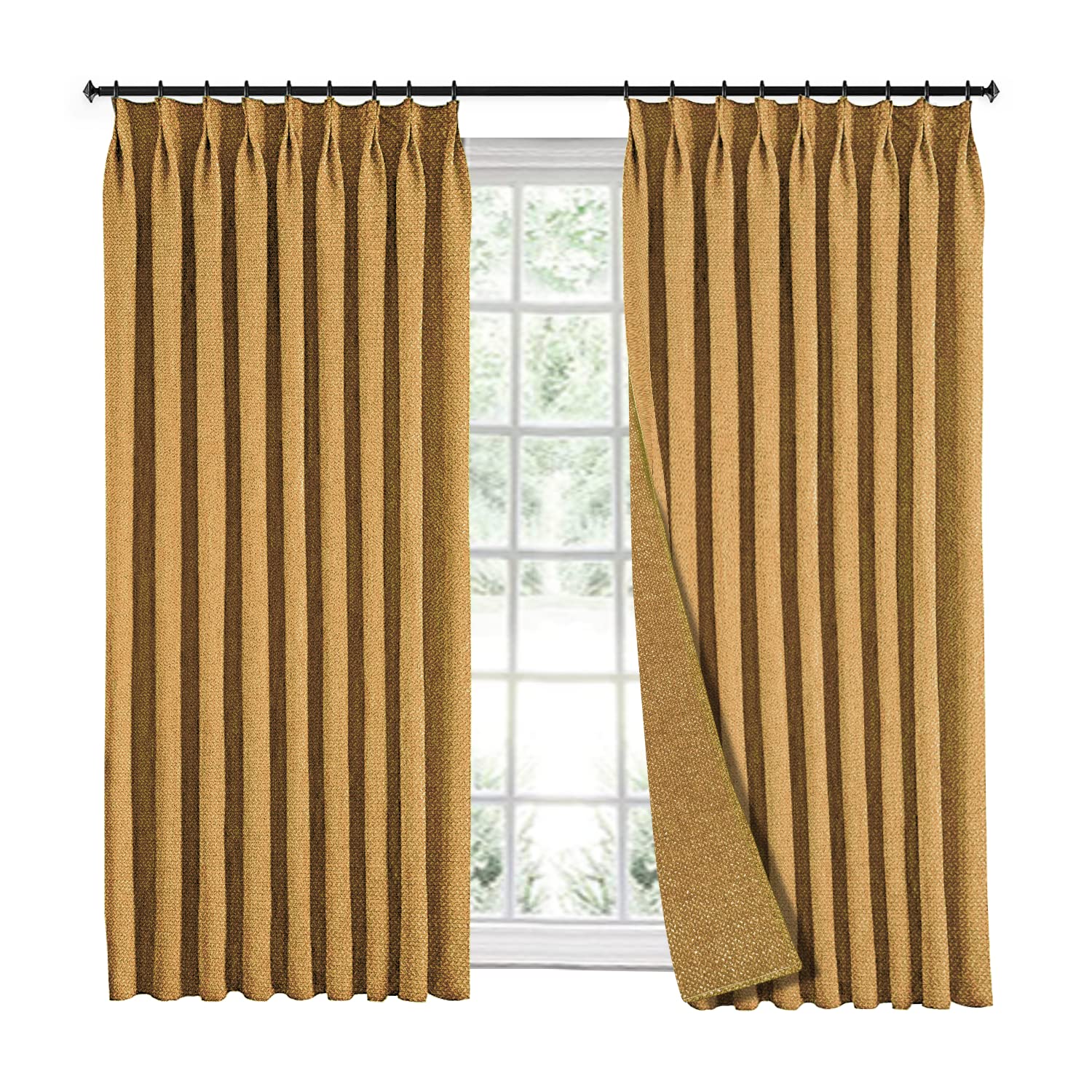 Linen Curtains 72 inches Wide Custom Drapes, Pinch Pleat Drapes for Window Decor, 70% Blackout Curtain for Traverse Rod and Track (Unlined, 72" W x 84" L, 1 Panel, Wheat)