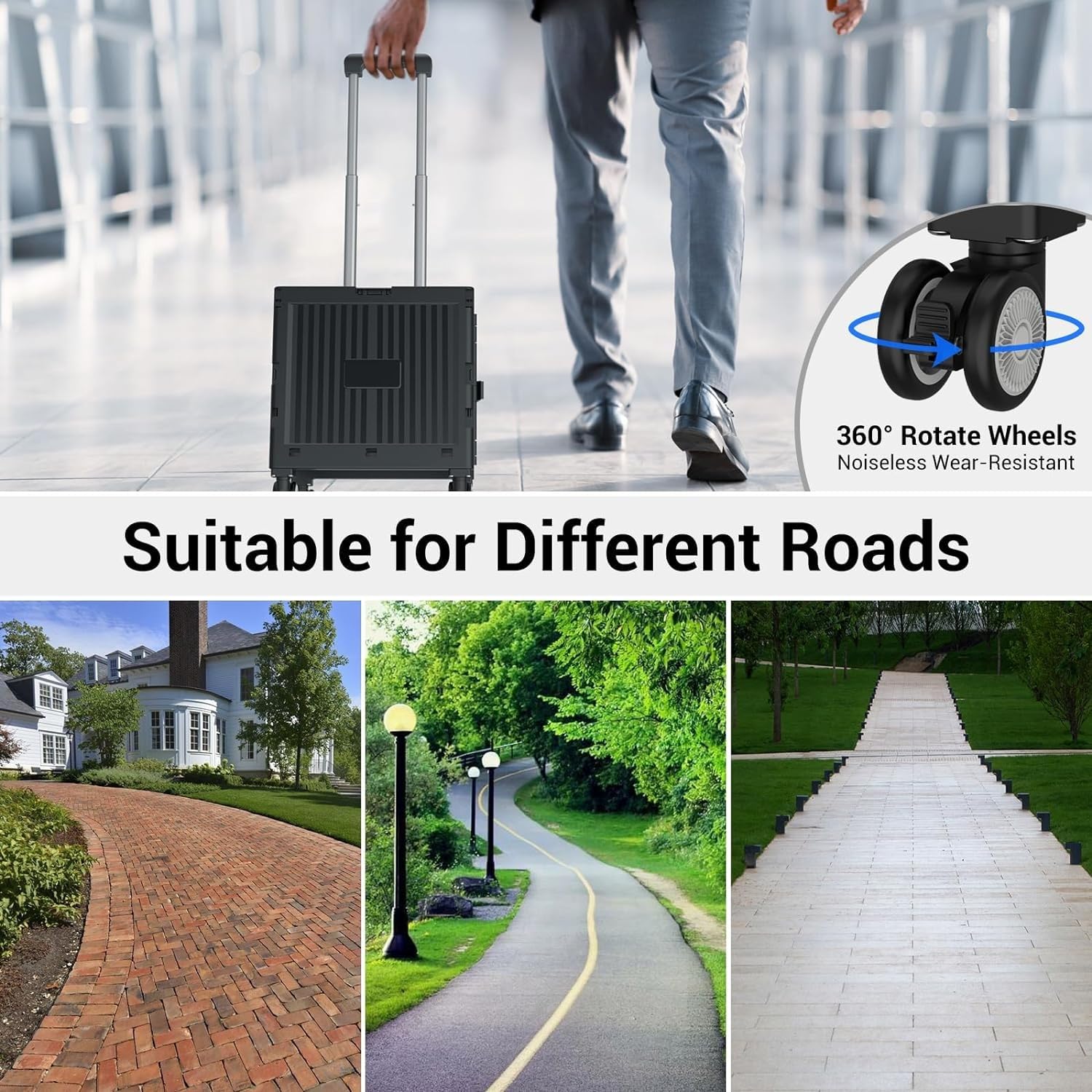Carrito de la compra de 4 ruedas con rotación de 360° y mango telescópico, carrito plegable ideal para camping, compras, viajes y aventuras al aire libre
