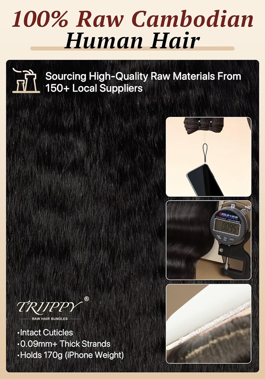 Triippy Kinky Straight Human Hair Clip In Hair Extensions,135g 9pcs Seamless 100% Real Raw Cambodian Hair Extension Clip Ins,Triple Lifespan Than Regular Hair,No.1 Raw Hair Brand On Amazon (18 Inch)