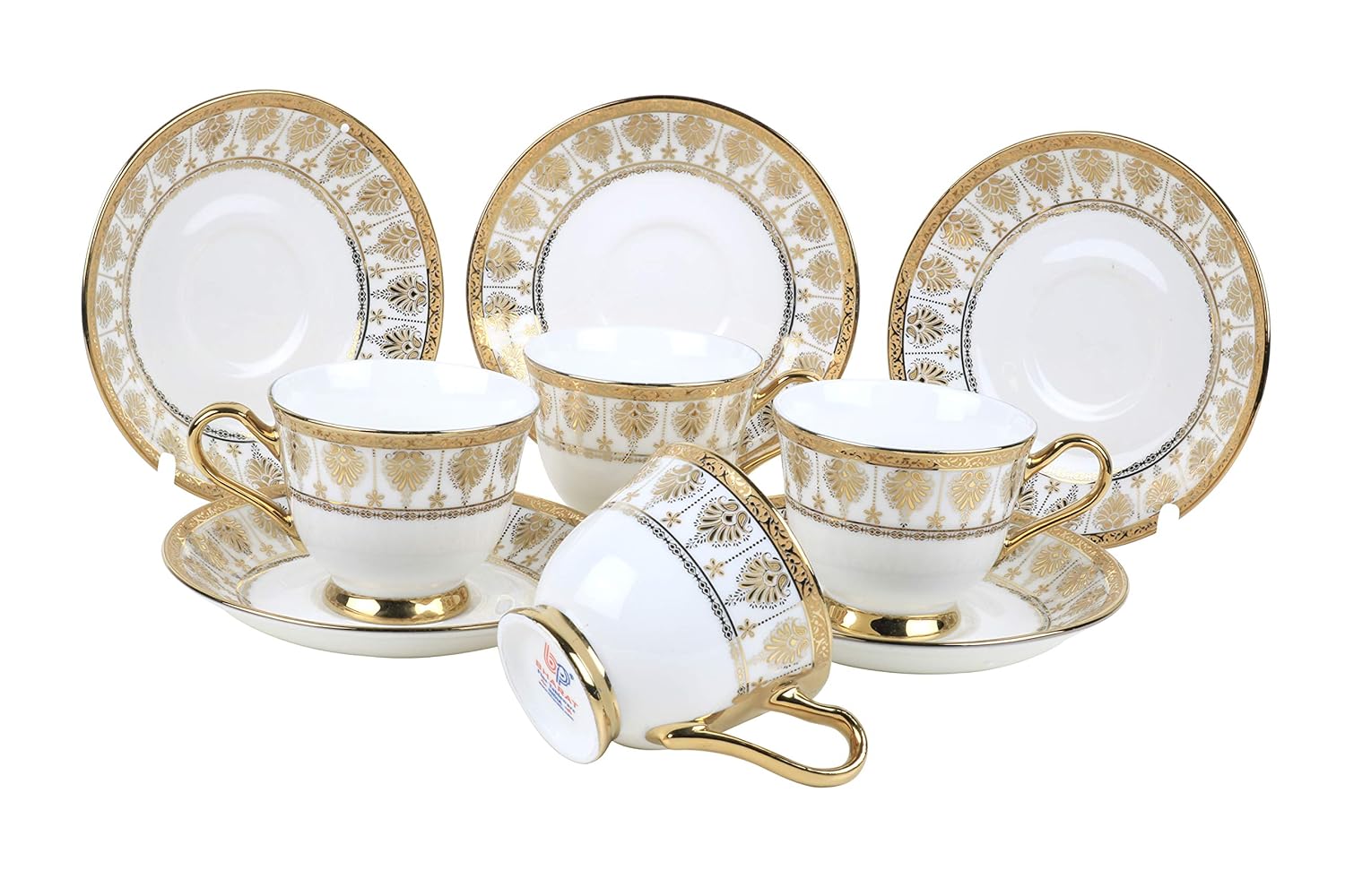 Buy Bp Bharat Bone China Ngr Uber Mug and Saucer Set, 160Ml, 12Pieces
