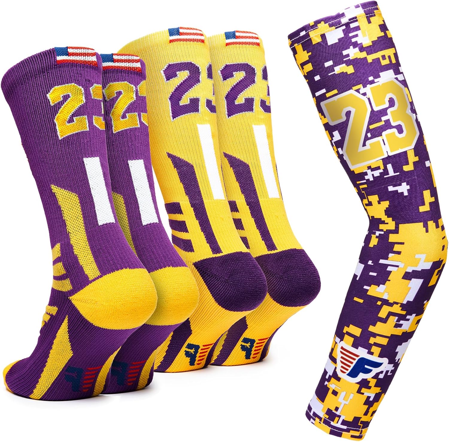Youth Boys Basketball Socks Set Lucky Number Mens Sports Athletic Crew Socks Set