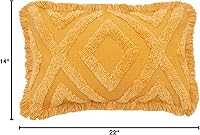 Vista 10 de carol & frank Link Ochre - Almohada tejida de 14 x 22 pulgadas, color amarillo