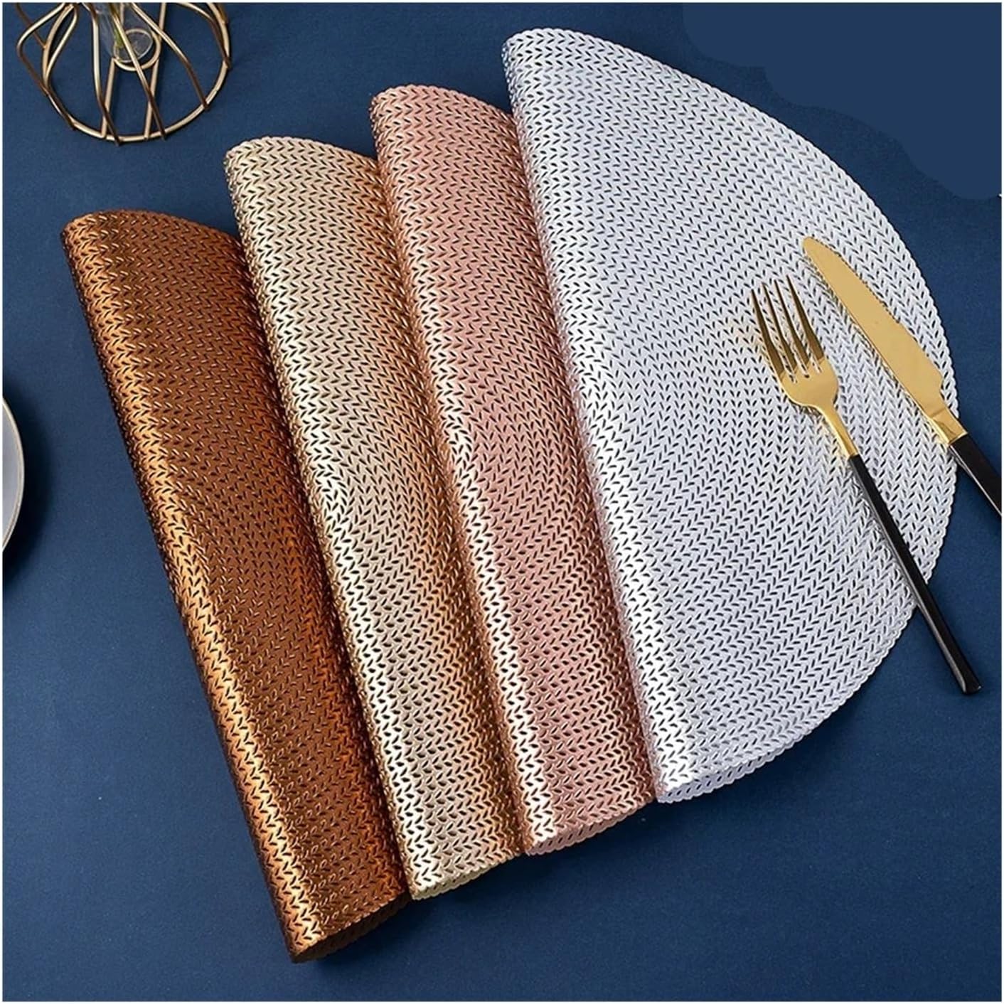 4Pcs Round Heat Insulation Placemats Table Mats Pads Out Place Mats for Dinner Table Kitchen Hotel Home(Brown)