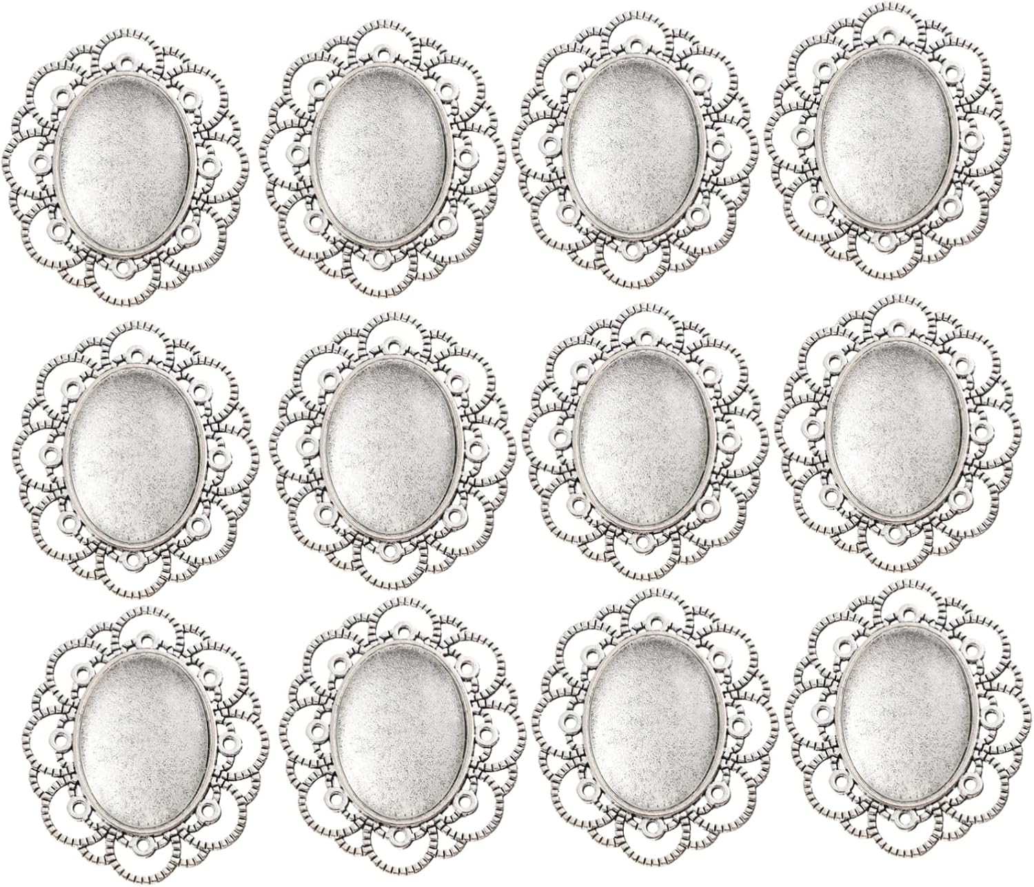 30Pcs Retro Alloy Brooch Bezel Tray Blanks with Glass Dome Cabochons for Jewelry Making DIY Crafts Vintage Style Brooch Making Accessories for Coats Dresses Gifts