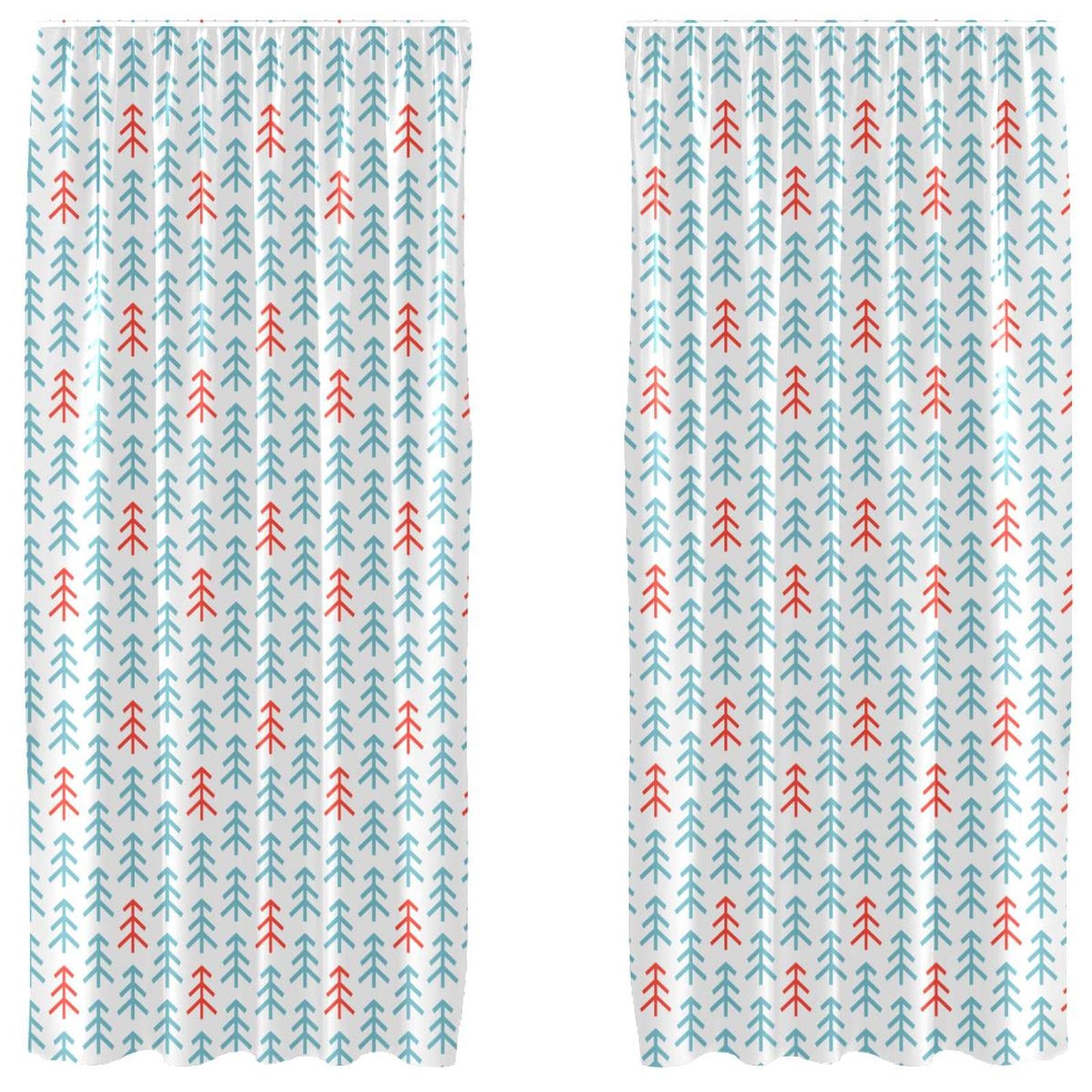 Cortinas para ventana de dormitorio de 55 x 84 pulgadas con diseño de árbol de Navidad