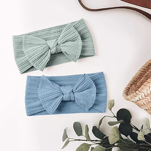 Miniatura 5 de Niceye Paquete de 10 diademas para niñas con lazos hechos a mano, accesorios para el cabello, bandas elásticas para el cabello para recién nacidos,