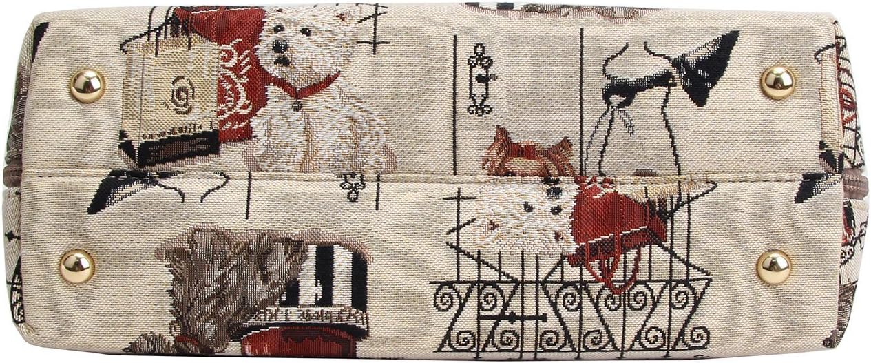 Signare Fashion Canvas/Tapestry Convertible/Shoulder/Hand Bag with Westie, Scotie and Yorkie dogs