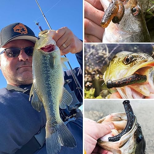 Miniatura 3 de Finesse Ned Worms Señuelos, kit de cebos para pesca de lubina, cebos de pesca de plástico suave TRD, paquete de 3040