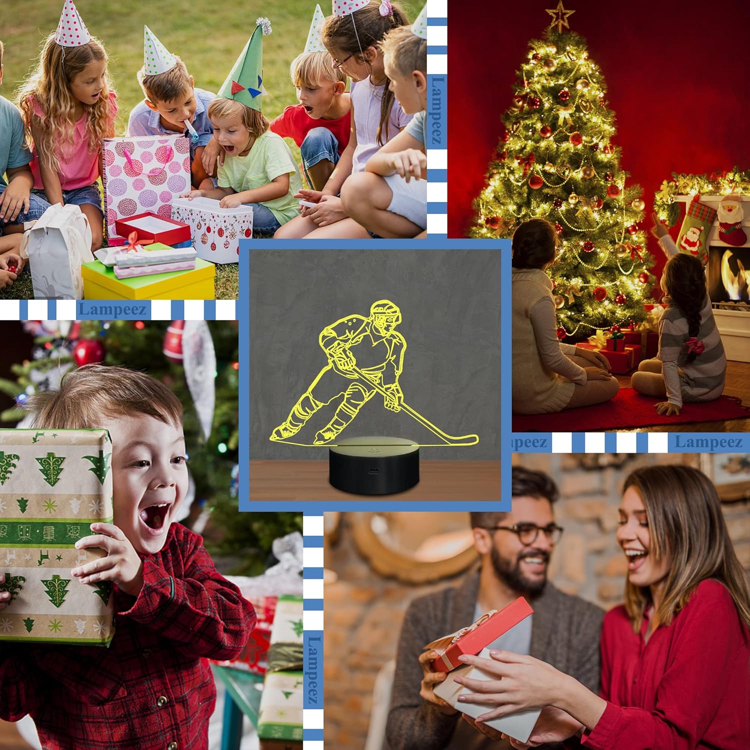 Lampeez Ice Hockey Player 3D Night Lights for Kids LED 16 Colors Remote Control Changing Touch Dimmable Table Desk Lamp Birthday Xmas Gifts Home Decor for Sports Hockey Fan - Image 6